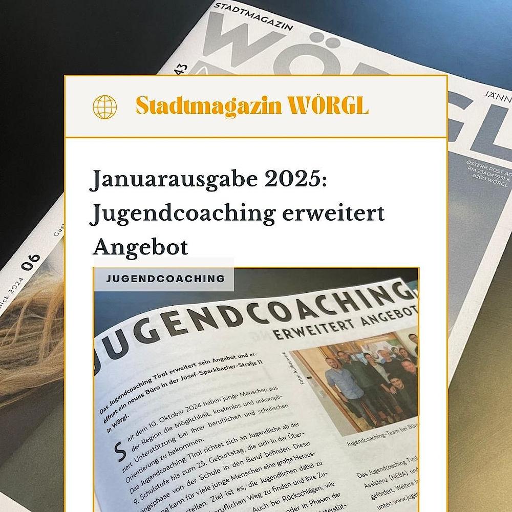 Screenshot Jugendcoaching im Stadtmagazin Wörgl.